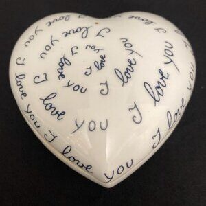 Limoges I Love You Heart Trinket Box Chamart France Black & White